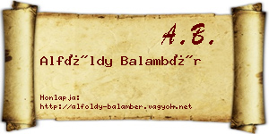 Alföldy Balambér névjegykártya